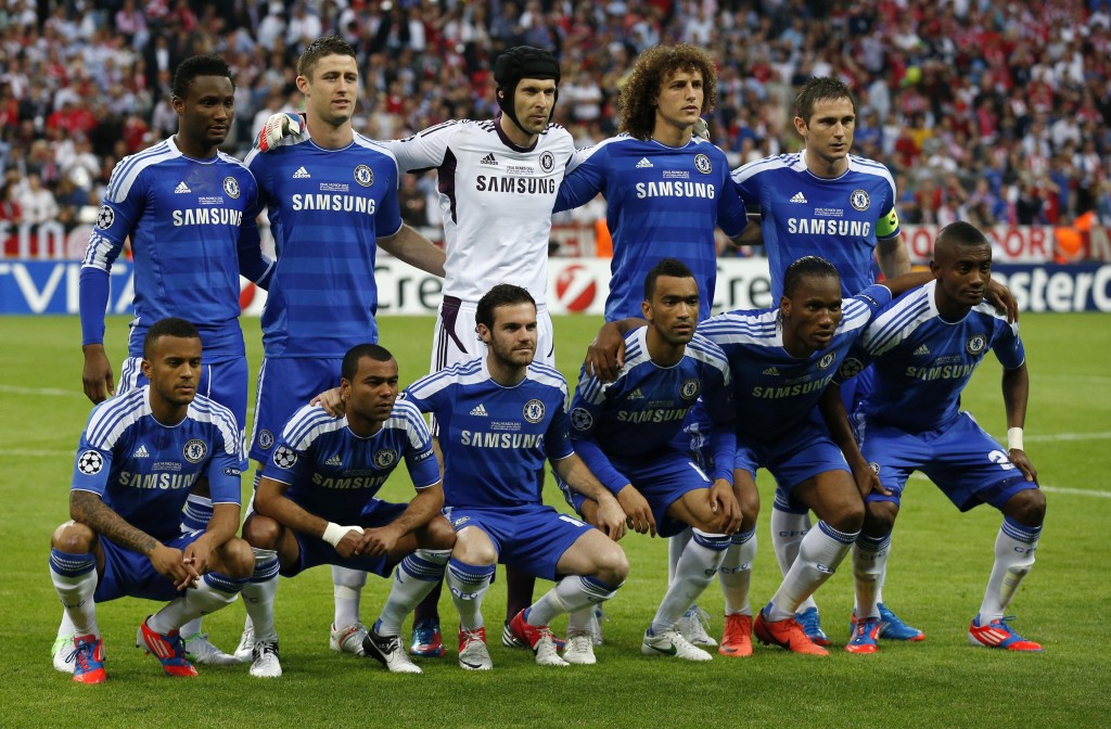 Ashley Cole and his Chelsea team mates in the Champions League Final