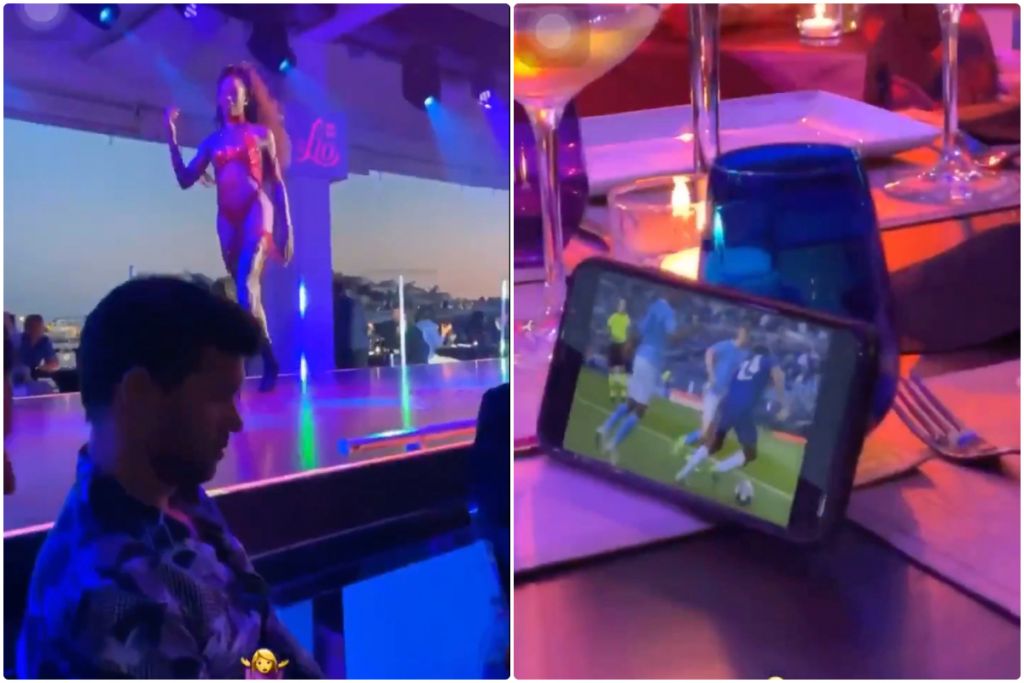 Video - Ballack watches Chelsea vs Man City Champions League final on phone at fancy event