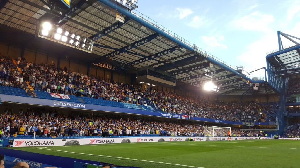 Away fans at Stamford Bridge.