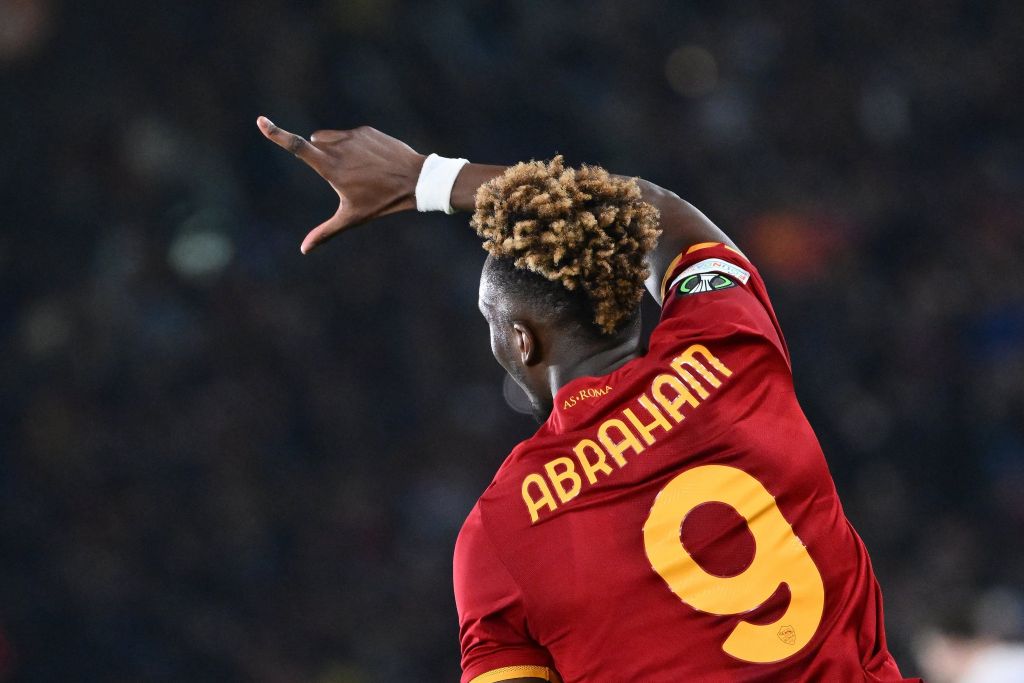 Tammy Abraham celebrates scoring for Chelsea.