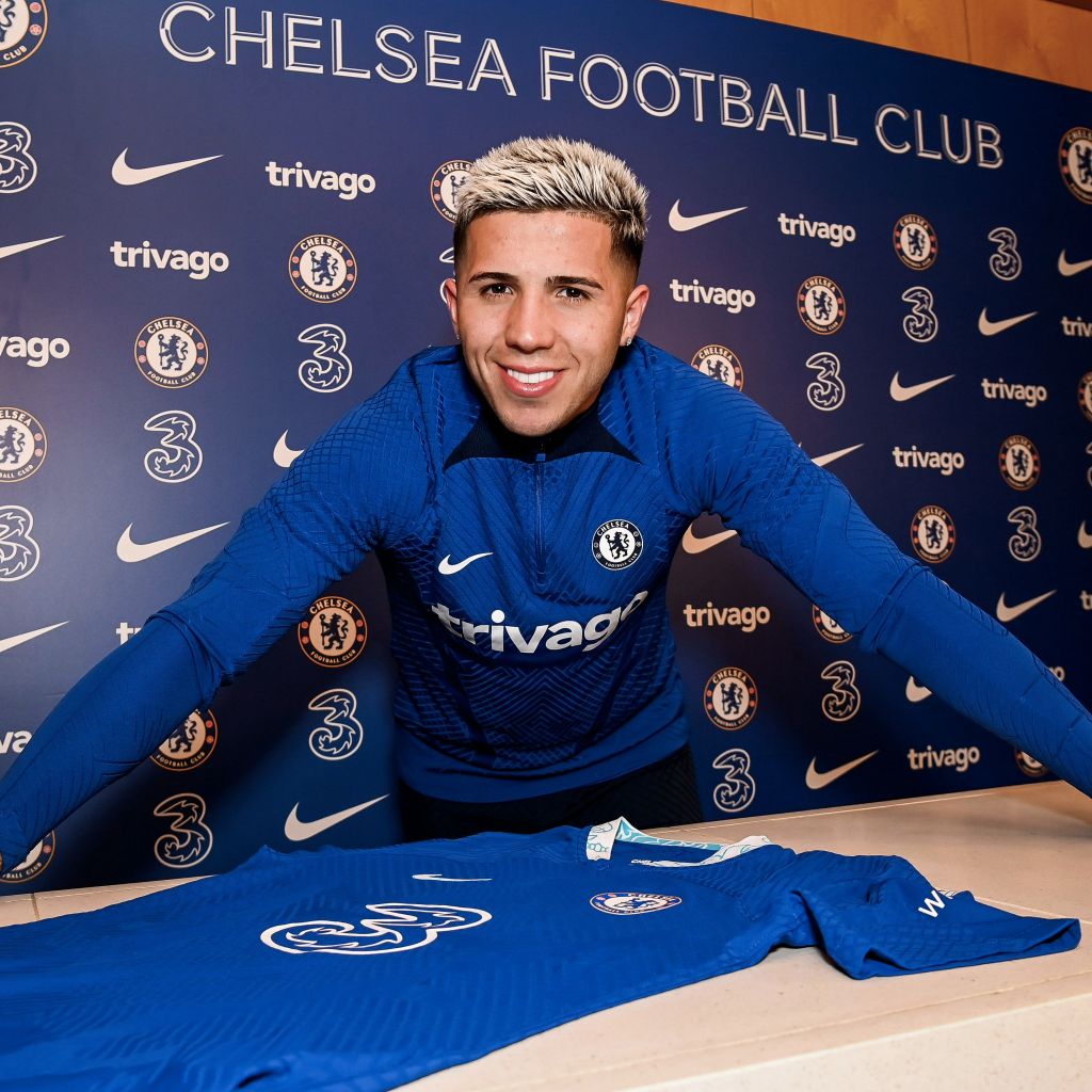 Enzo Fernandez signs for Chelsea.