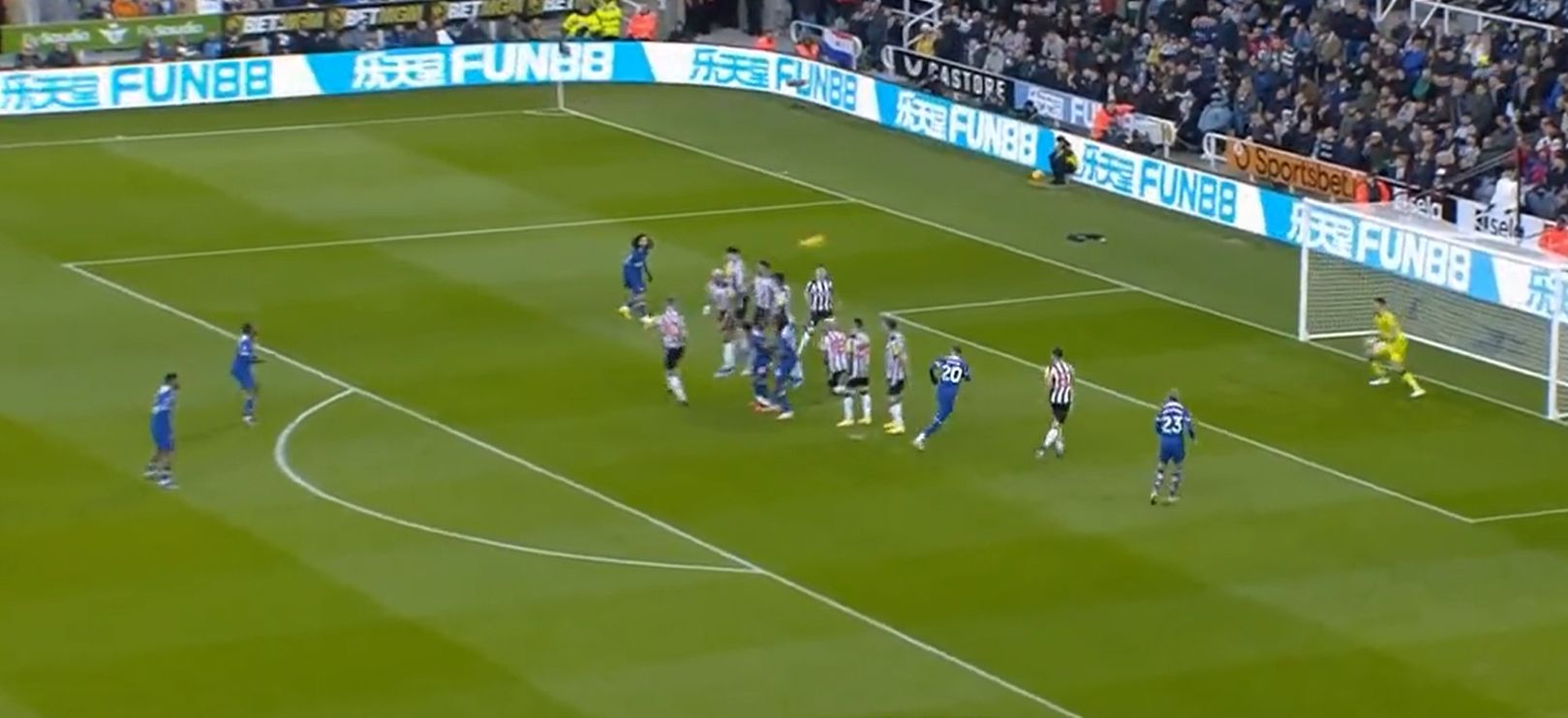 (Video): Raheem Sterling's pearl of a free kick puts Chelsea level ...