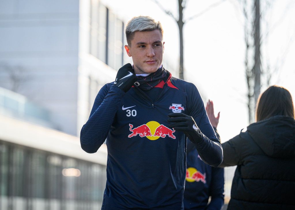 Benjamin Sesko in RB Leipzig training.