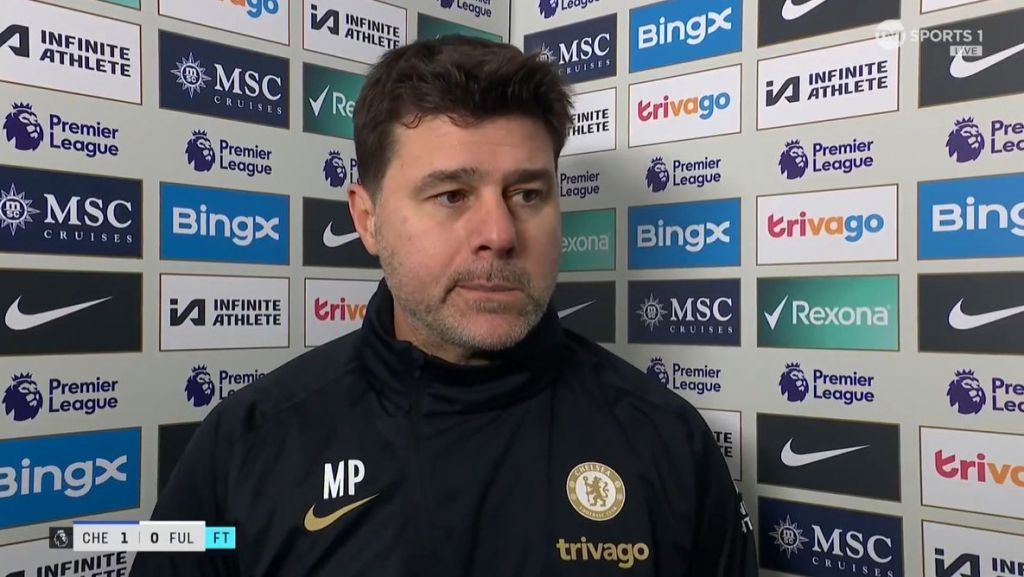 Mauricio Pochettino speaks to the cameras after a draw.