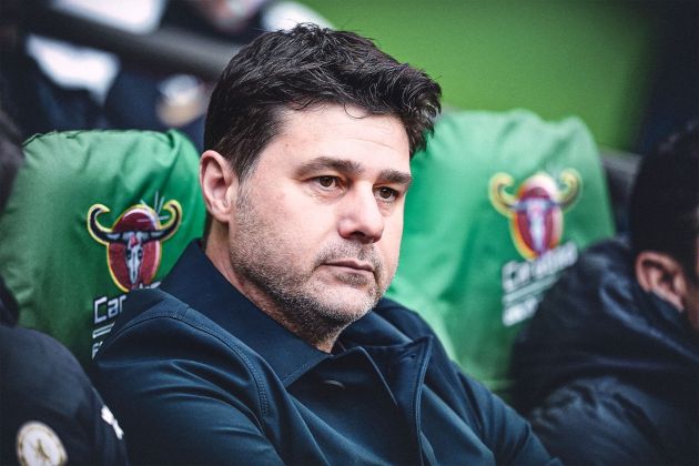 Mauricio Pochettino sits on the bench in the Carabao Cup.