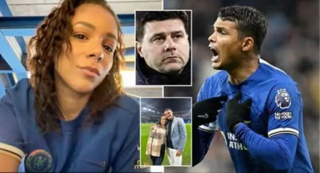 Belle Silva with Thiago Silva in a montage.