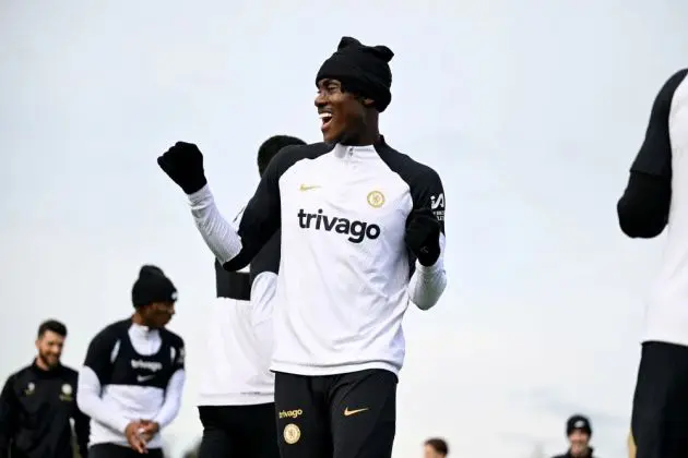 Trevoh Chalobah joking in training.