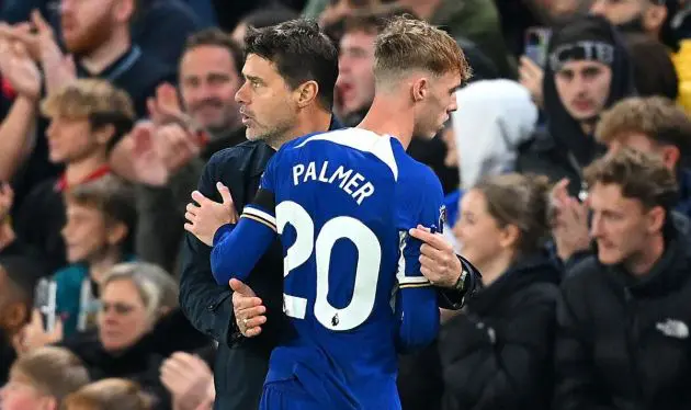 Cole Palmer embraces Pochettino after being subbed