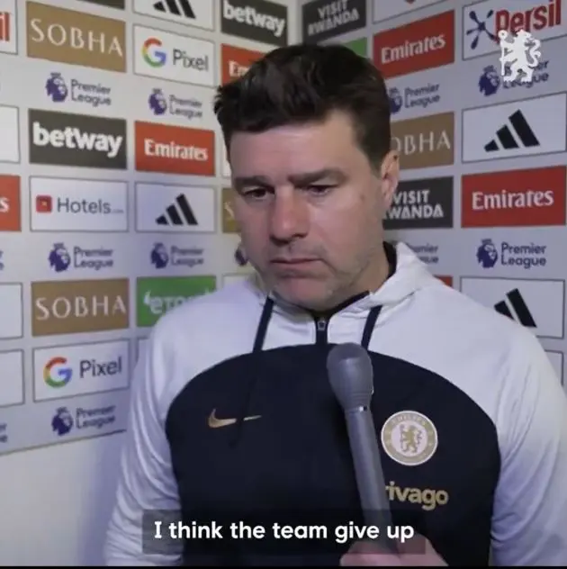 Mauricio Pochettino admits to the Chelsea TV cameras that his team gave up.