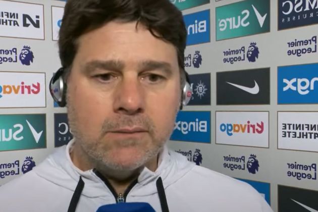 Mauricio Pochettino looks frustrated after being asked about the penalty dispute.