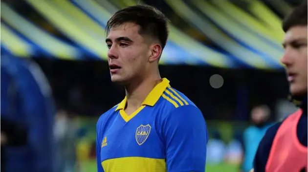 Aaron Anselmino lines up for Boca Juniors.