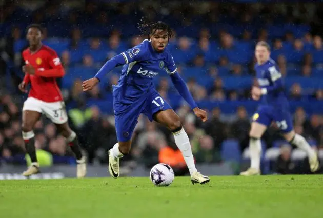 Carney Chukwuemeka surges through midfield.