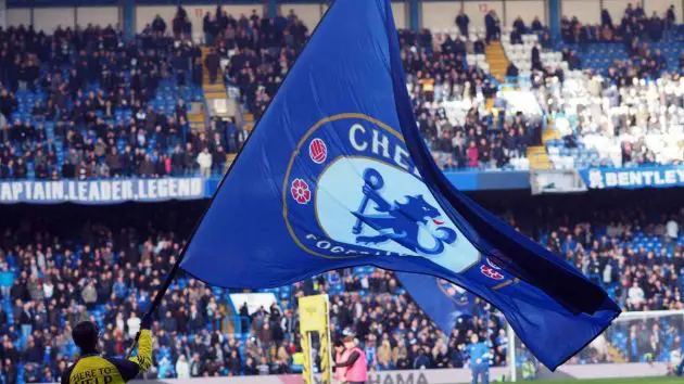 Chelsea flag at Stamford Bridge.