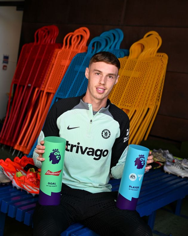 Cole Palmer with Premier League awards.