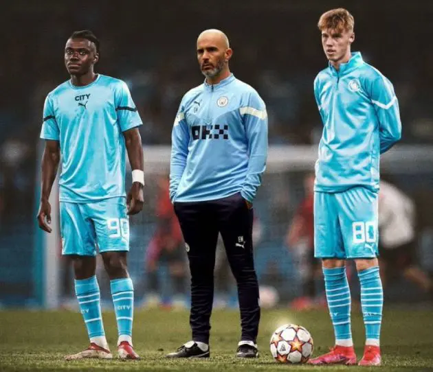 Romeo Lavia and Cole Palmer with Enzo Maresca at Man City