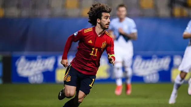 Marc Cucurella in action for Spain.