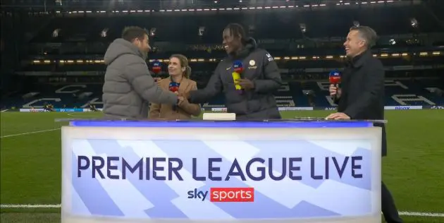 Trevoh Chalobah in a funny moment with the Sky pundits.