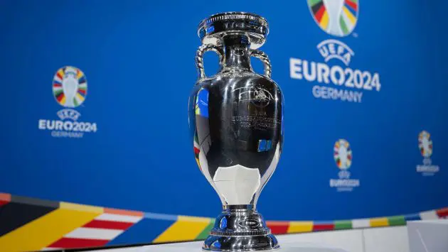 Euro 2024 trophy on display.