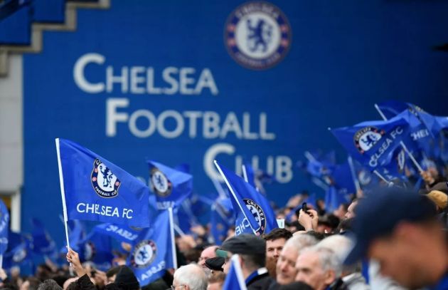 Flags fly at Stamford Bridge in a generic way.