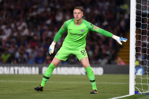 Marcin Bulka playing for Chelsea's Development Squad.