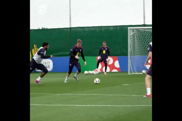 Cole Palmer scores in England training