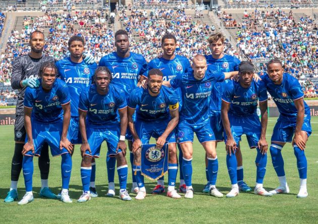 Chelsea players line up for preseason friendly against Celtic.