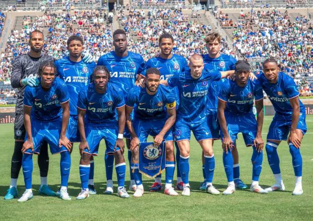 Chelsea players line up for preseason friendly against Celtic.