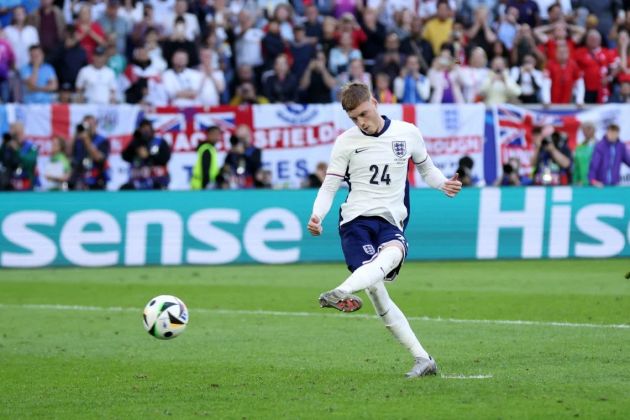 Cole Palmer strikes a penalty for England.