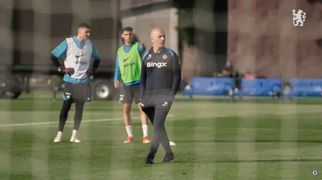 Enzo Maresca in training with the team.