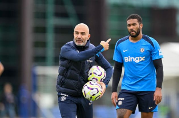 Enzo Maresca with Reece James in preseason training.