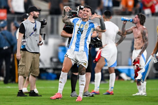 Enzo Fernandez celebrates Argentina win