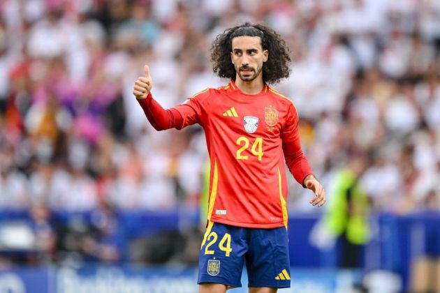 Marc Cucurella in action for Spain.