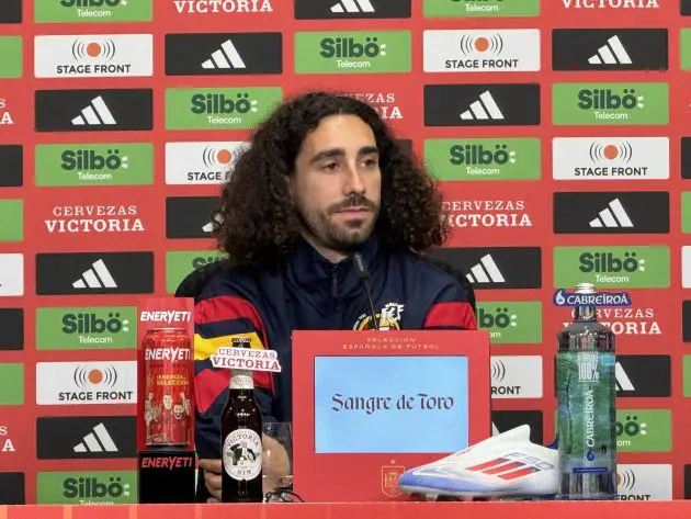 Marc Cucurella in a Spain press conference.