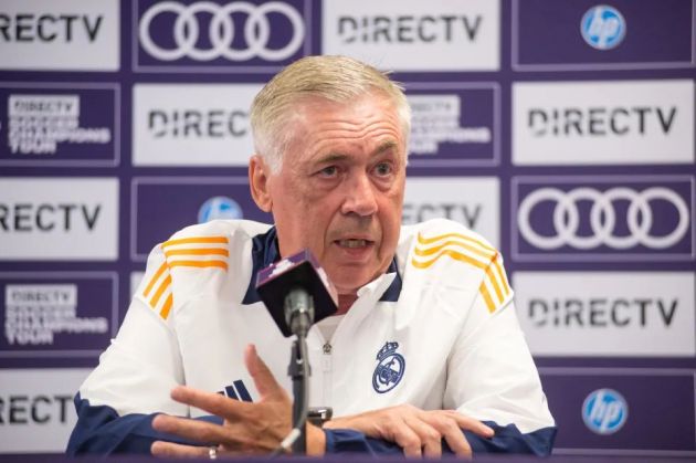 Carlo Ancelotti speaking to the media on Real Madrid's USA tour.