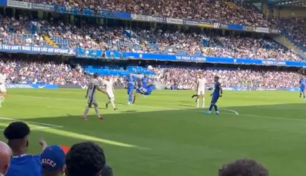 Christopher Nkunku hits a bicycle kick.