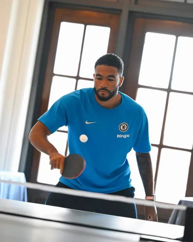 Reece James playing table tennis in some downtime