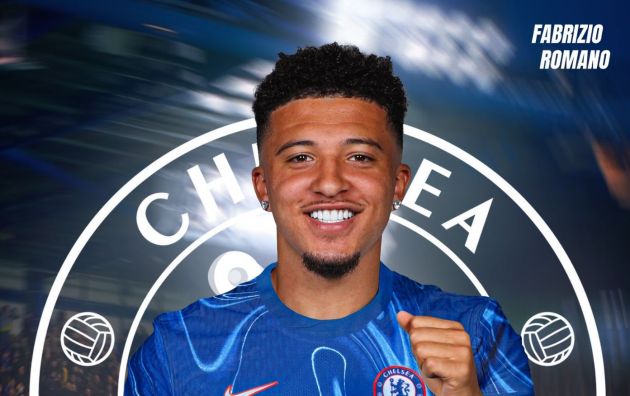 Jadon Sancho mocked up in a Chelsea shirt.