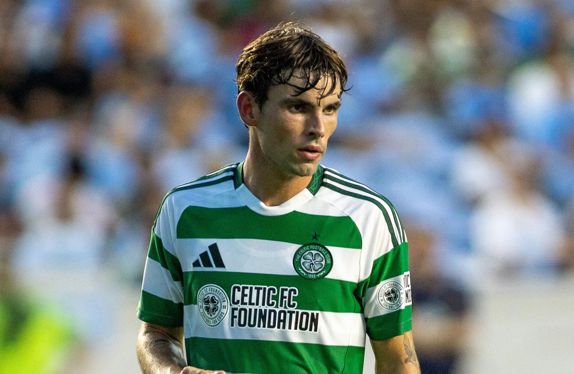 Matt O'Riley playing for Celtic. Matt O'Riley playing for Celtic.