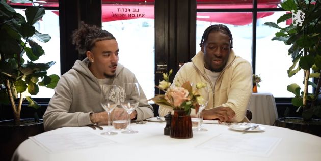 Chelsea players Axel Disasi and Malo Gusto have a fancy meal.