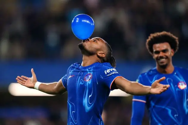 Christopher Nkunku celebrates hat-trick against Barrow.