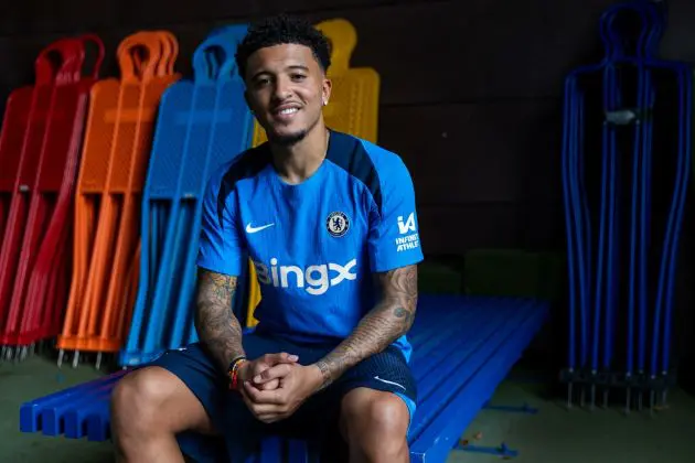 Jadon Sancho's first images in Blue