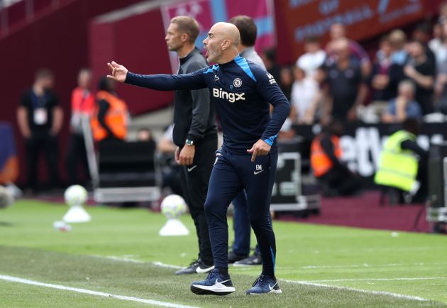 Enzo Maresca on the sidelines at London Stadium. (Photo by Henry Browne/Getty Images)