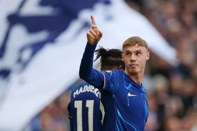 Cole Palmer celebrates after scoring four. (Photo by Richard Heathcote/Getty Images)