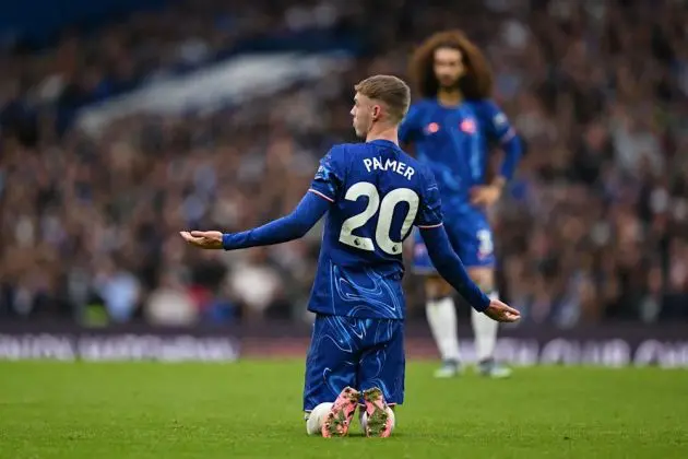 Cole Palmer complains after being fouled. (Photo by Darren Walsh/Chelsea FC)