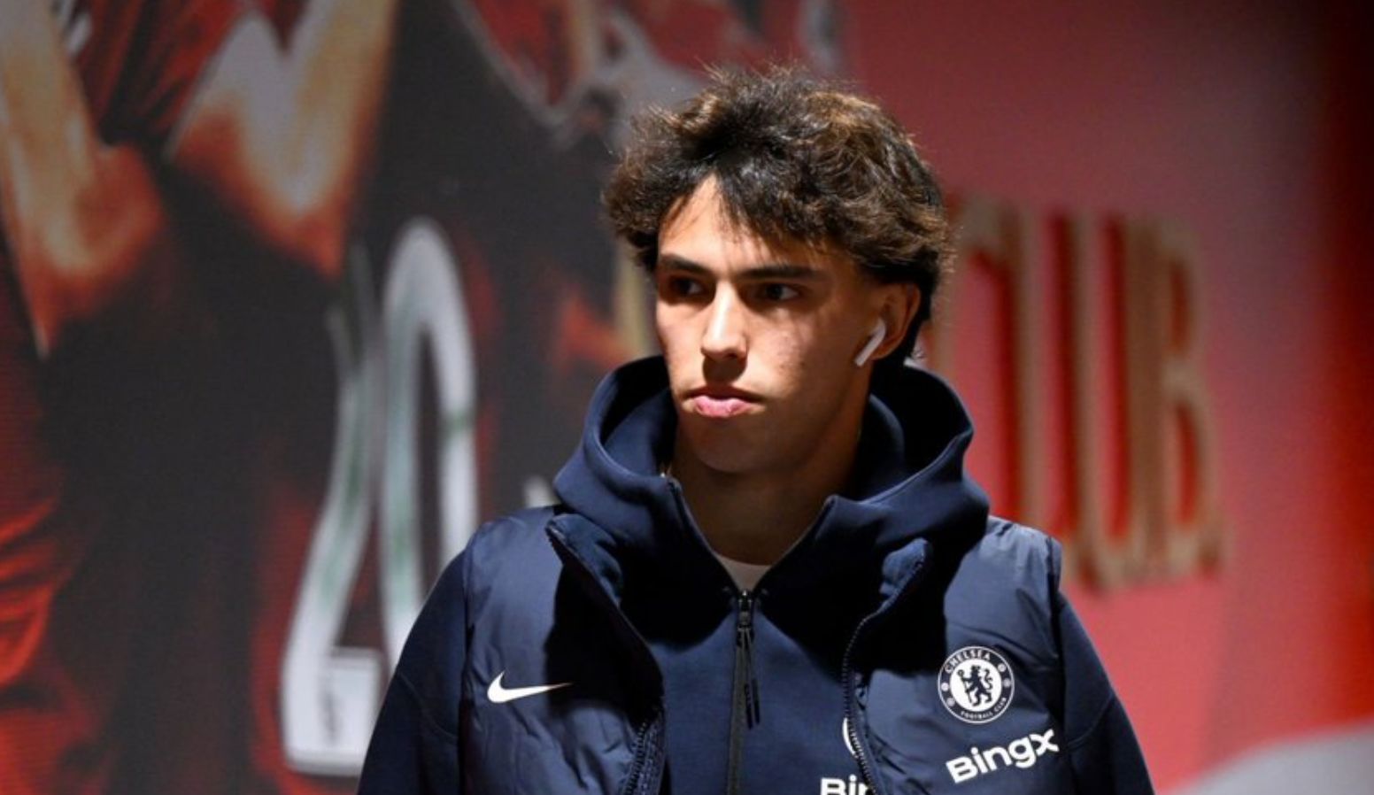 Joao Felix in the tunnel at Anfield. (Photo by Darren Walsh/Chelsea FC)