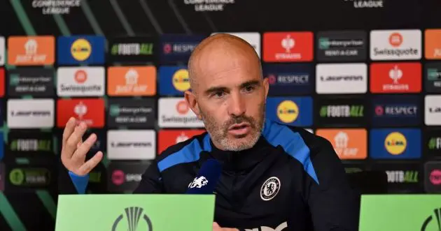 Enzo Maresca speaks during a Conference League press conference (Image: Darren Walsh/Chelsea FC)