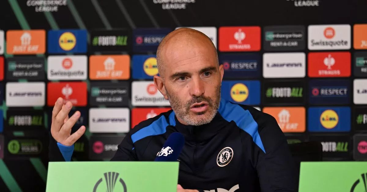 Enzo Maresca speaks during a Conference League press conference (Image: Darren Walsh/Chelsea FC)