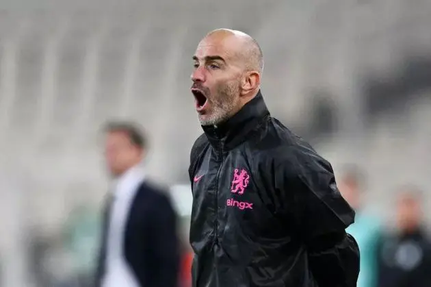 Enzo Maresca shouts on the touchline during Panathinaikos vs Chelsea (Image: Darren Walsh/Chelsea FC)