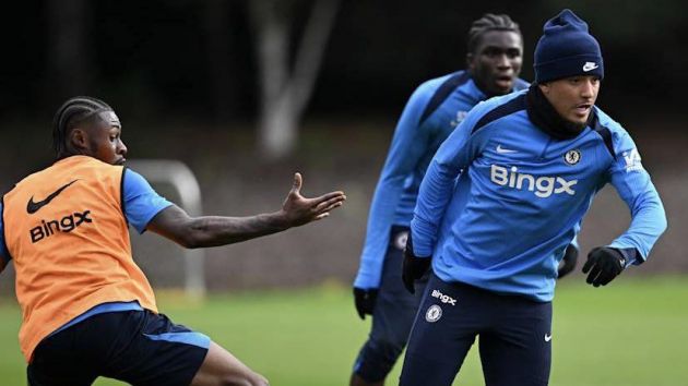 Chelsea players train during the international break.