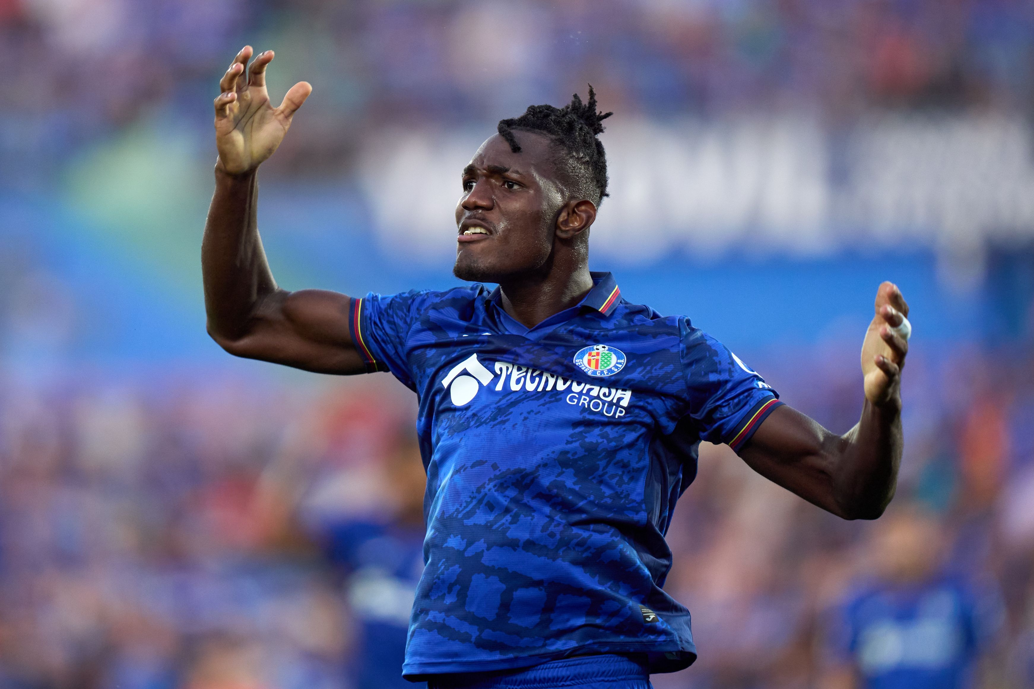 Christantus Uche reacts in a Getafe game. (Photo by Angel Martinez/Getty Images)